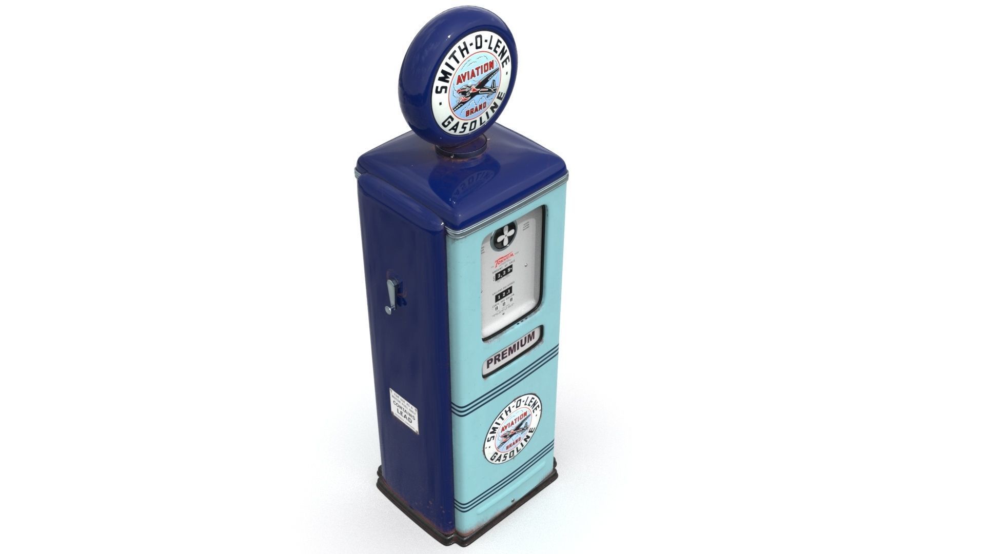 Vintage SMITH-O-LENE Gas Pump 1948 3D model_5