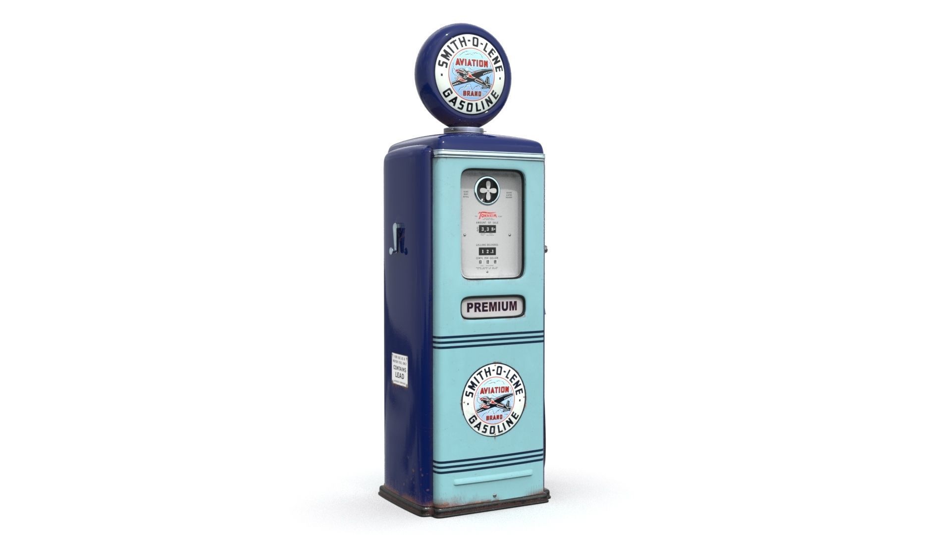 Vintage SMITH-O-LENE Gas Pump 1948 3D model_1