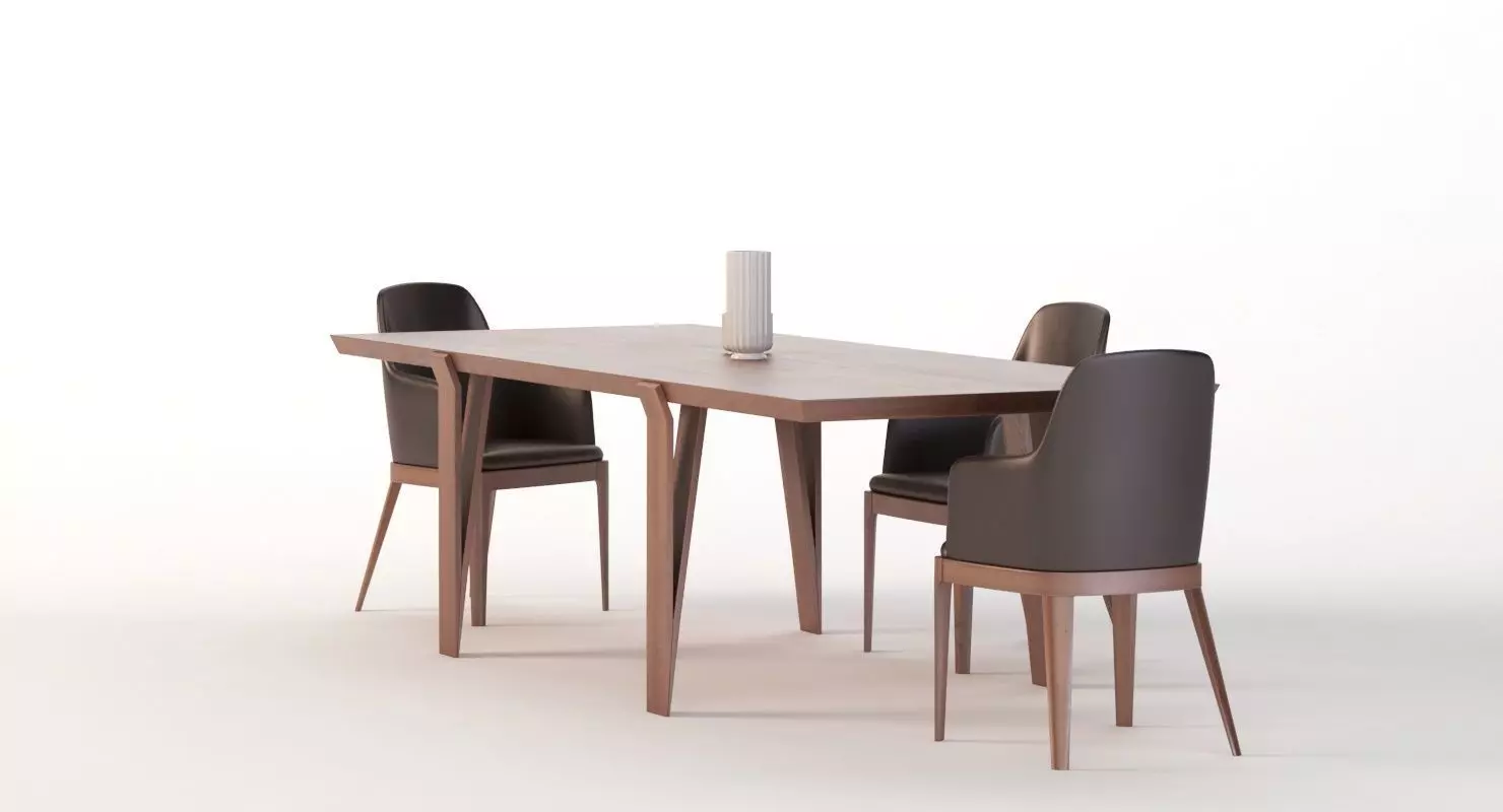 David Dining Table 102 And Chair 3D model_0