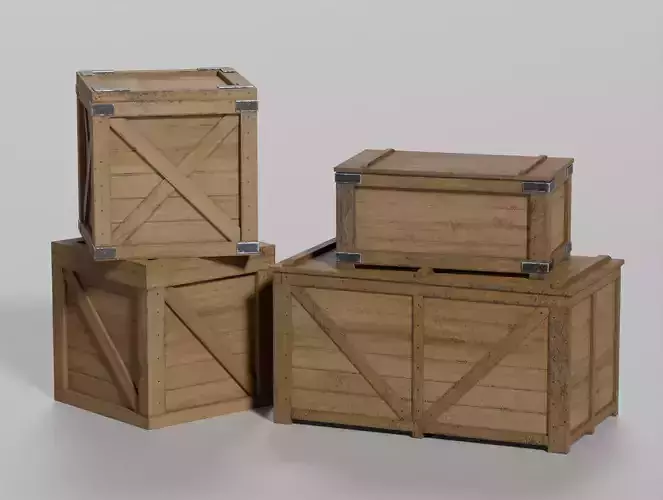 Wooden Crate Small Pack 3 PBR 4