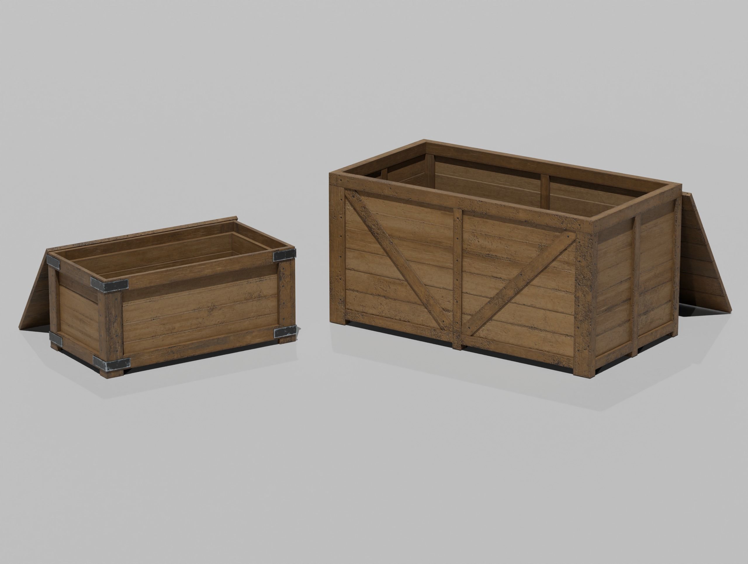 Wooden Crate Small Pack 3 PBR 4 Low-poly 3D model_15