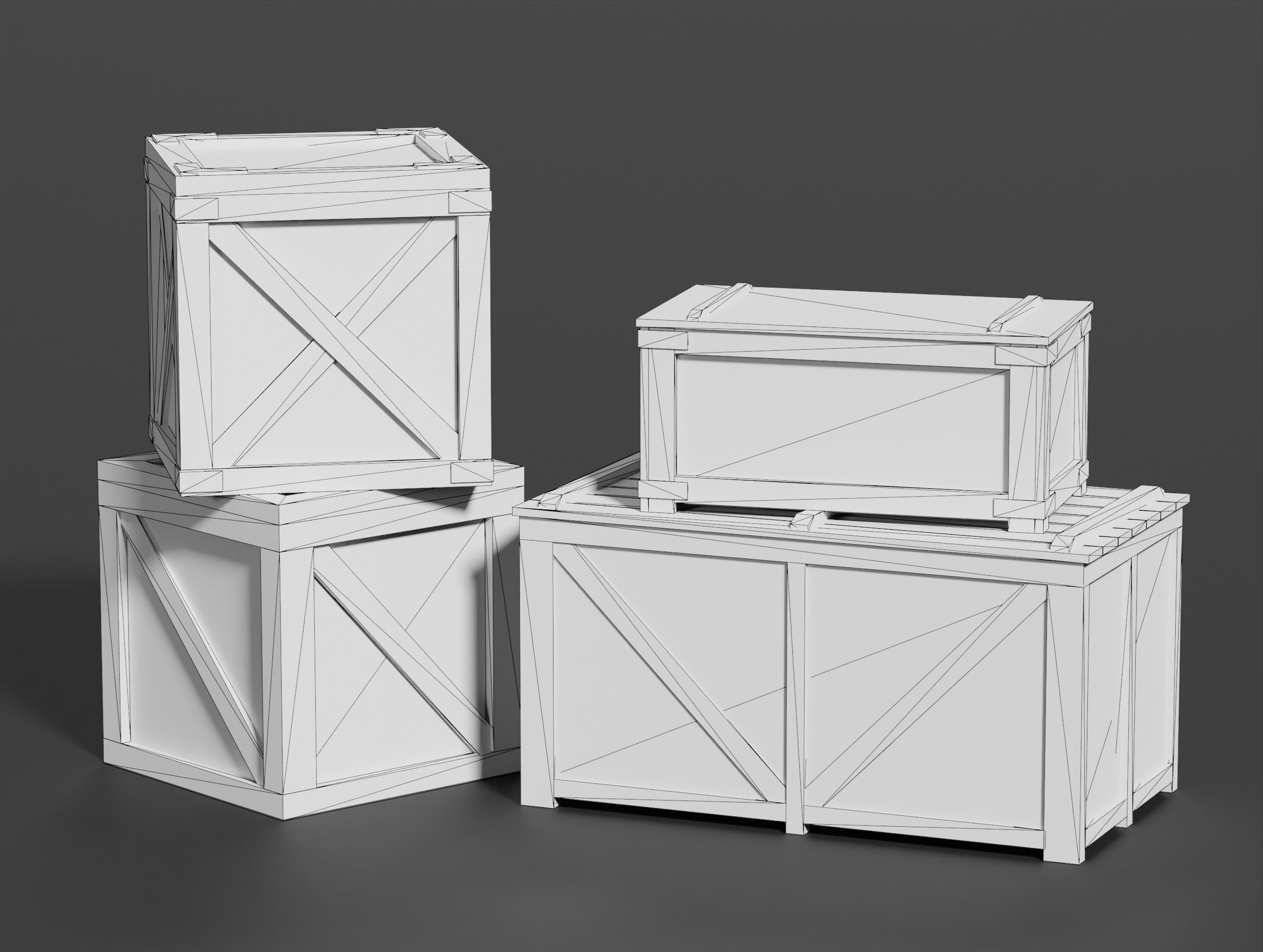 Wooden Crate Small Pack 3 PBR 4 Low-poly 3D model_4