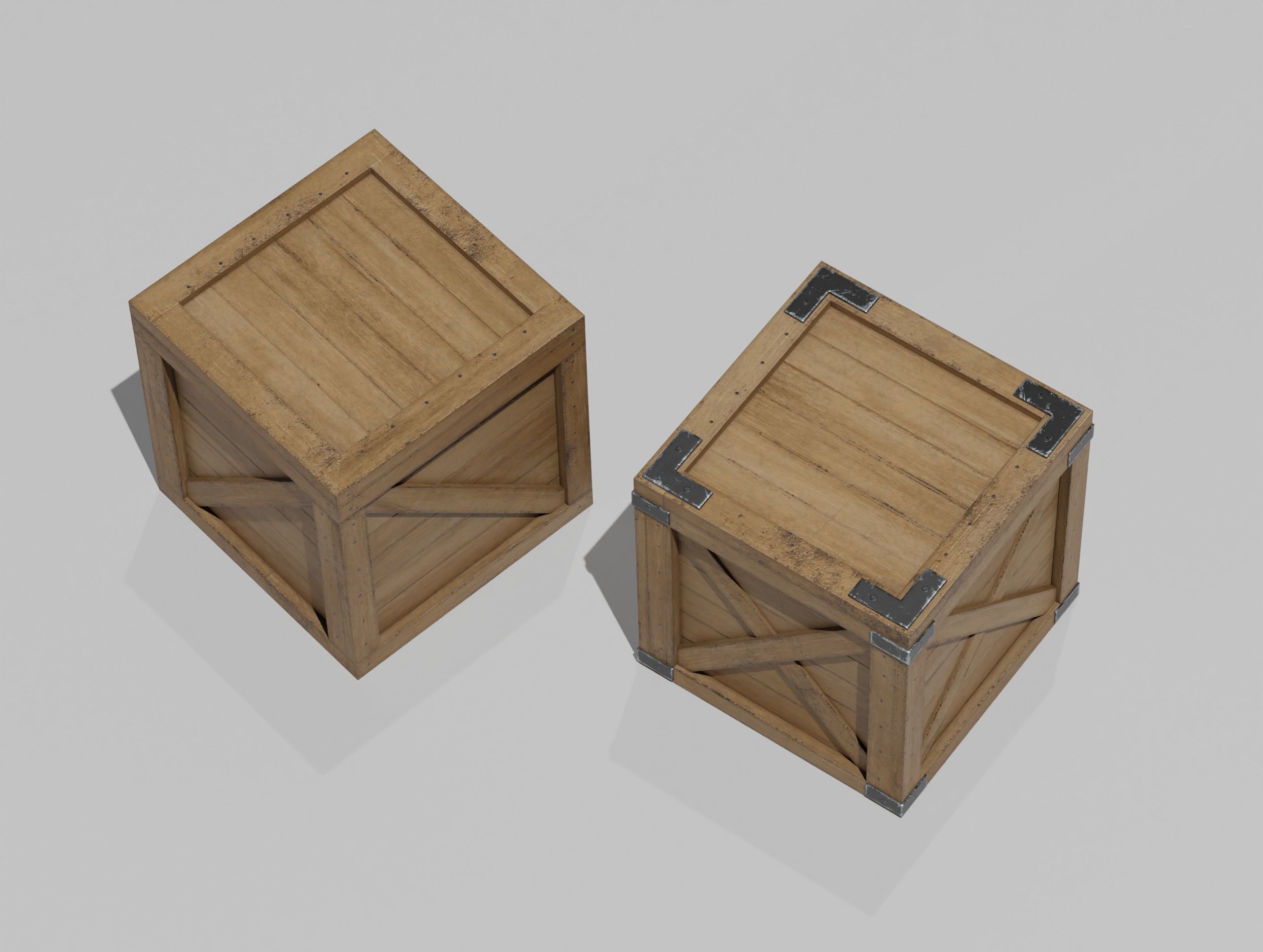 Wooden Crate Small Pack 3 PBR 4 Low-poly 3D model_11
