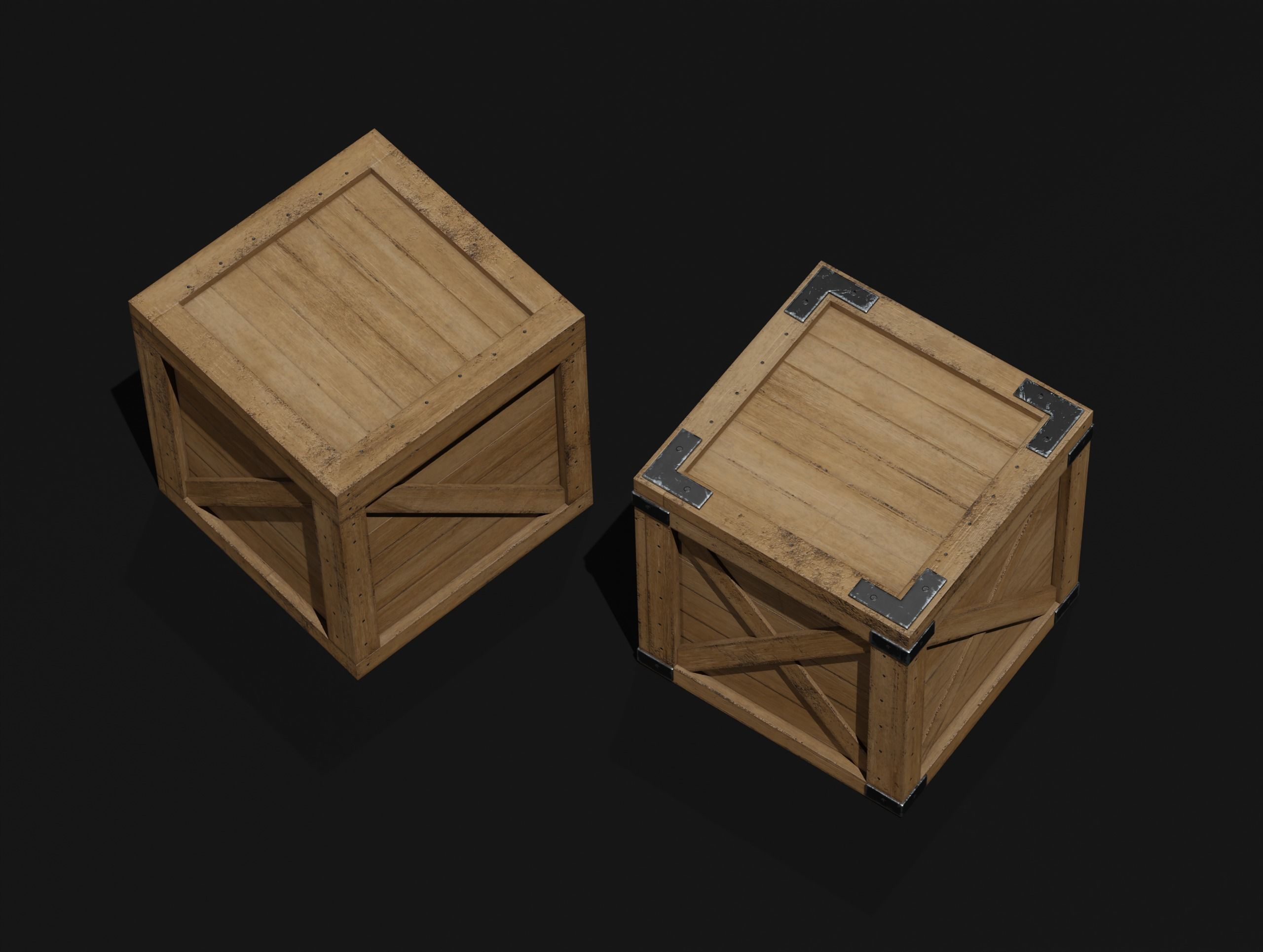 Wooden Crate Small Pack 3 PBR 4 Low-poly 3D model_12