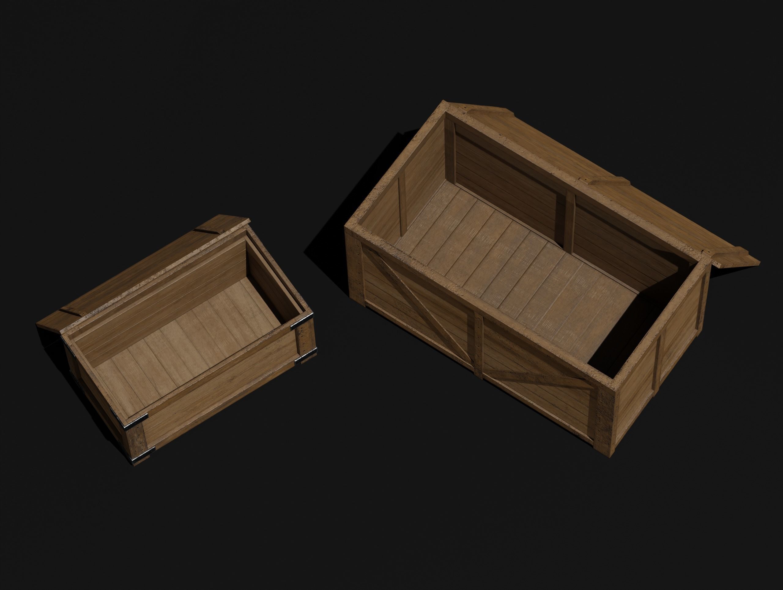 Wooden Crate Small Pack 3 PBR 4 Low-poly 3D model_18