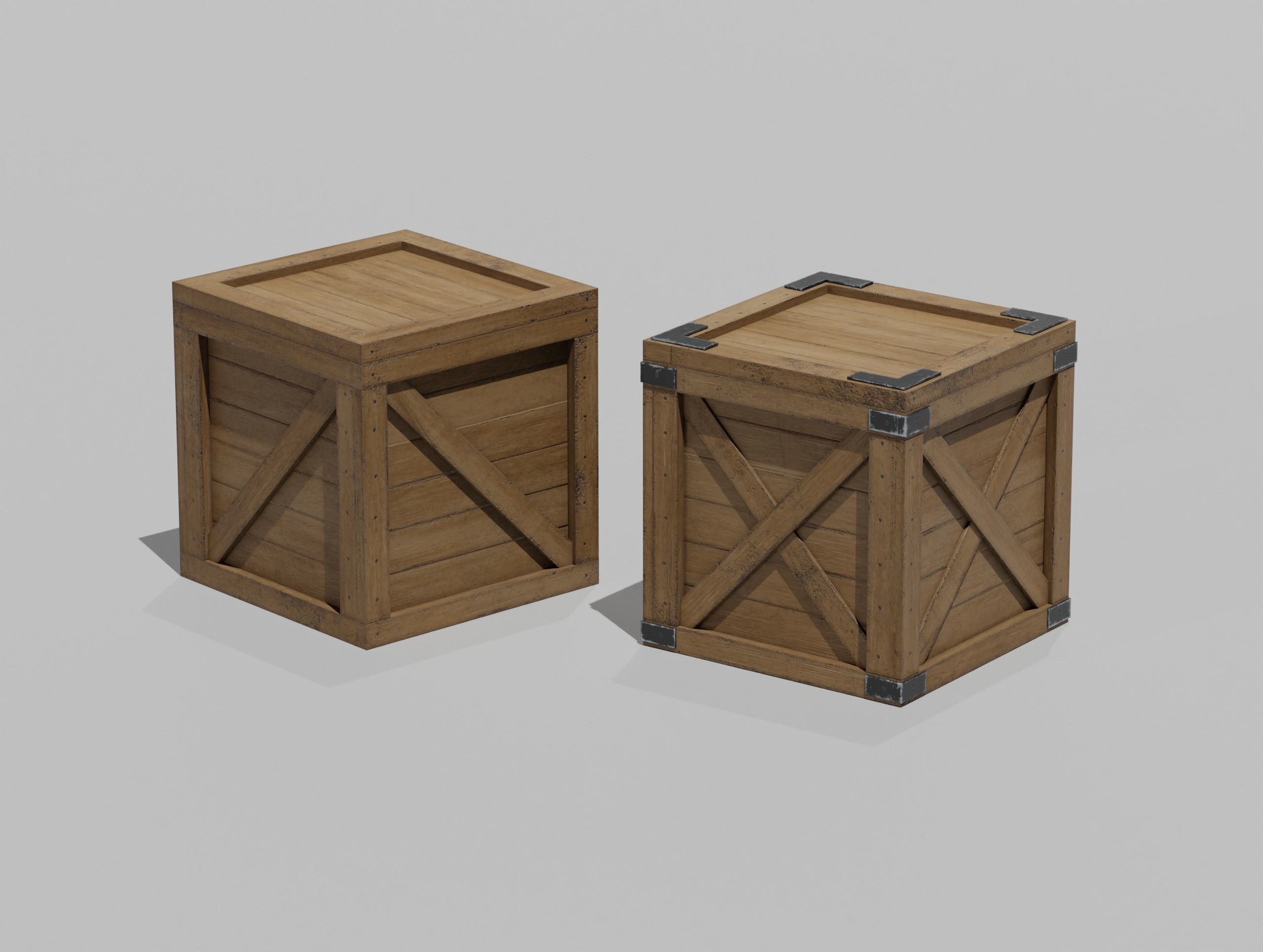 Wooden Crate Small Pack 3 PBR 4 Low-poly 3D model_5