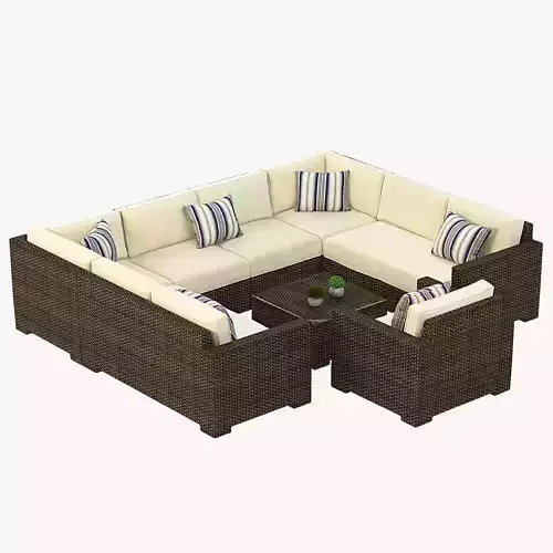 Crate and Barrel Ventura Umber Sofa Set V1 3D model
