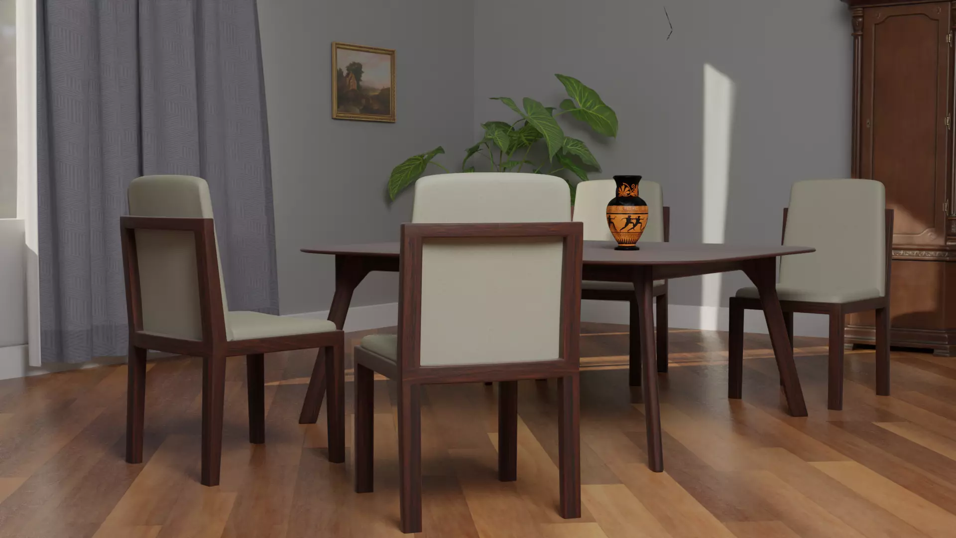 Fully designed sitting room Free low-poly 3D model