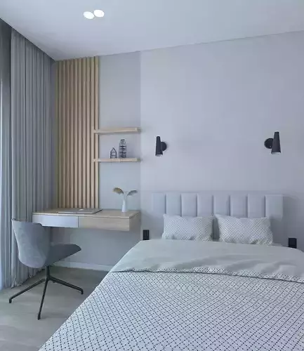 Cozy bedroom with a desk