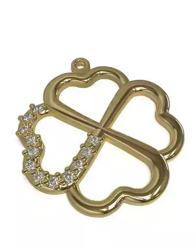 Shamrock heart pendant with gems