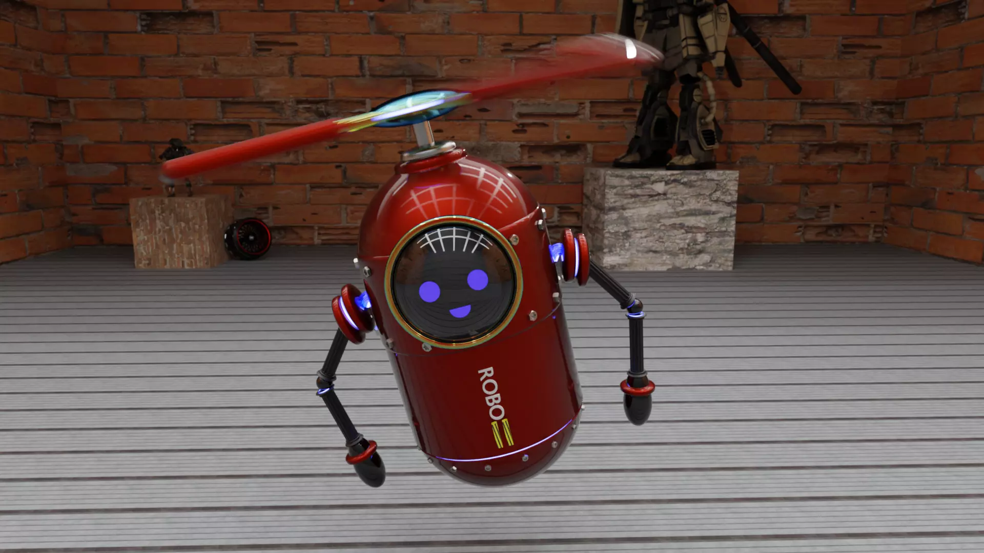 robot helicopter Free low-poly 3D model