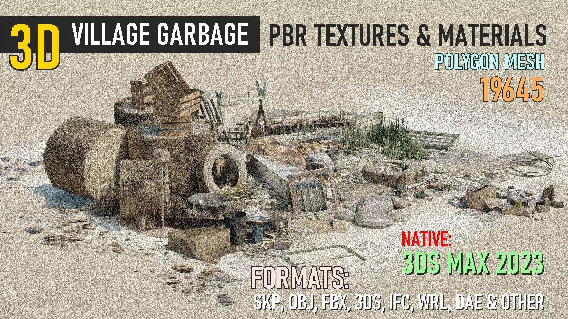Village Garbage Low-poly 3D model