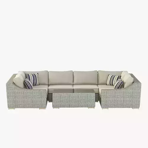Corsica Outdoor U Wicker Sectional Sofa Set