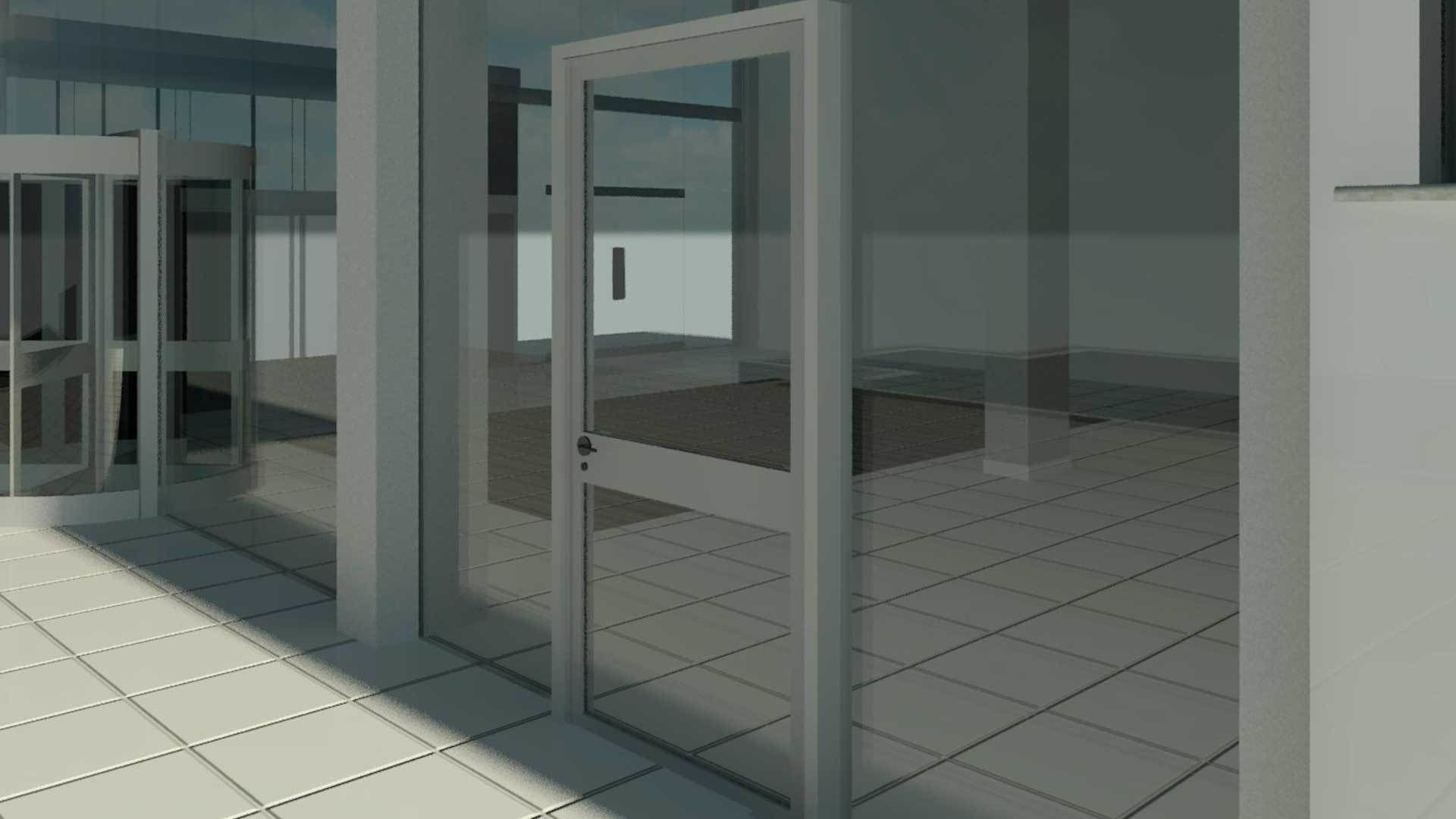 Emergency Curtain Wall Panel Door 3D model_4