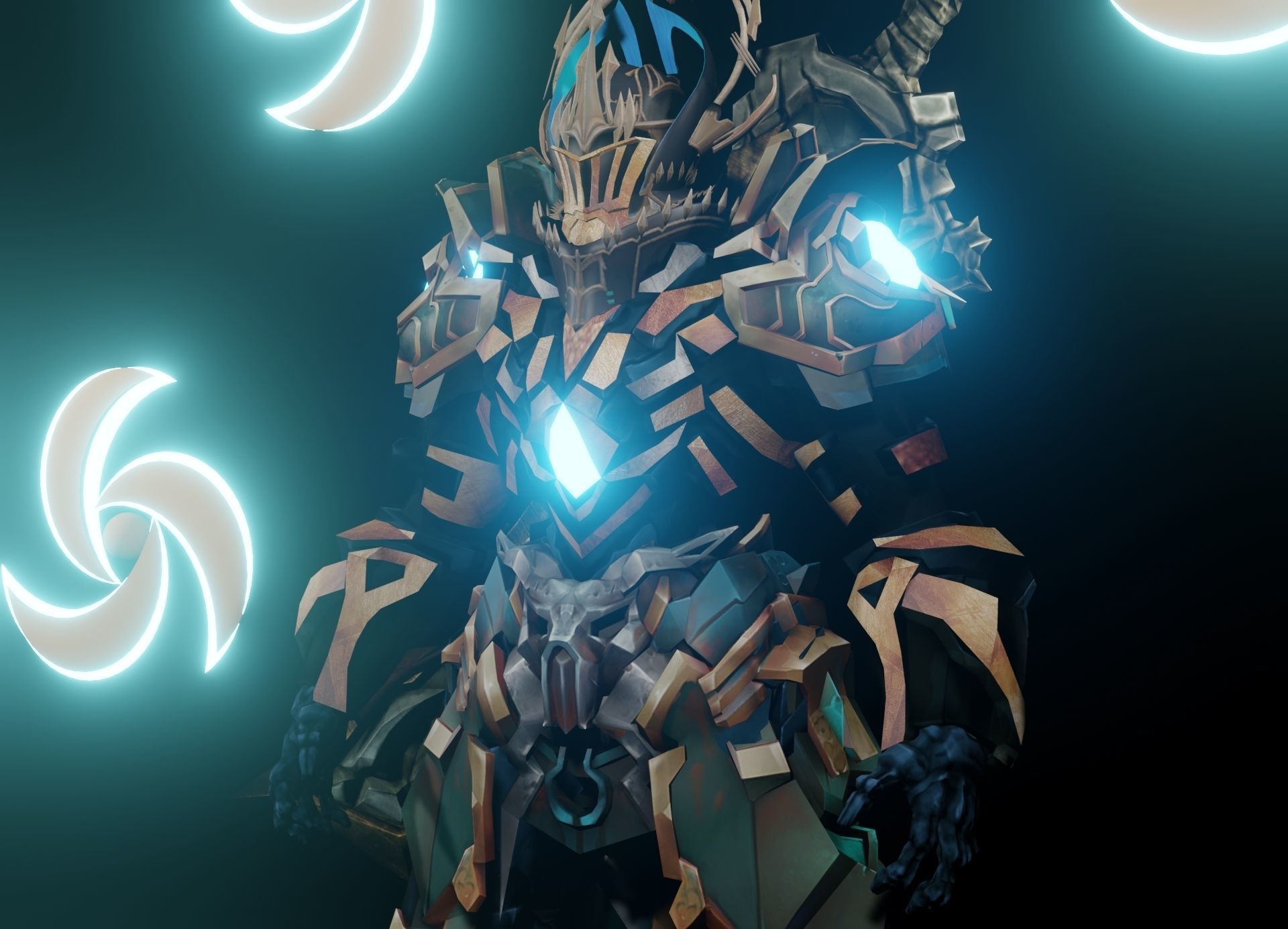 Orkious man in armor with lights 3D model_4