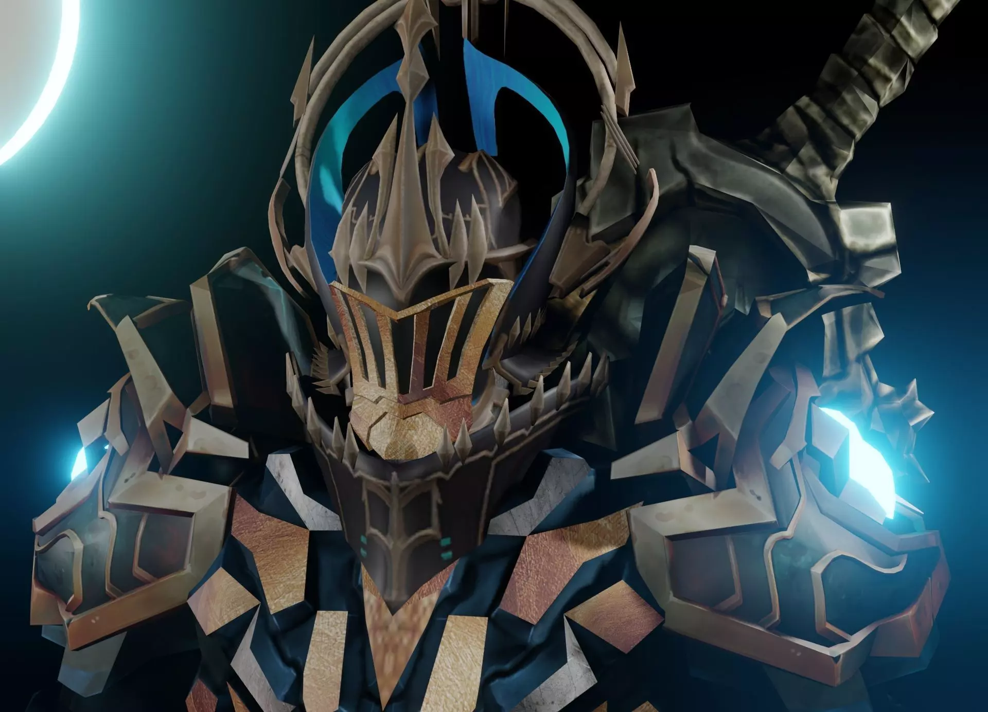 Orkious man in armor with lights 3D model_0