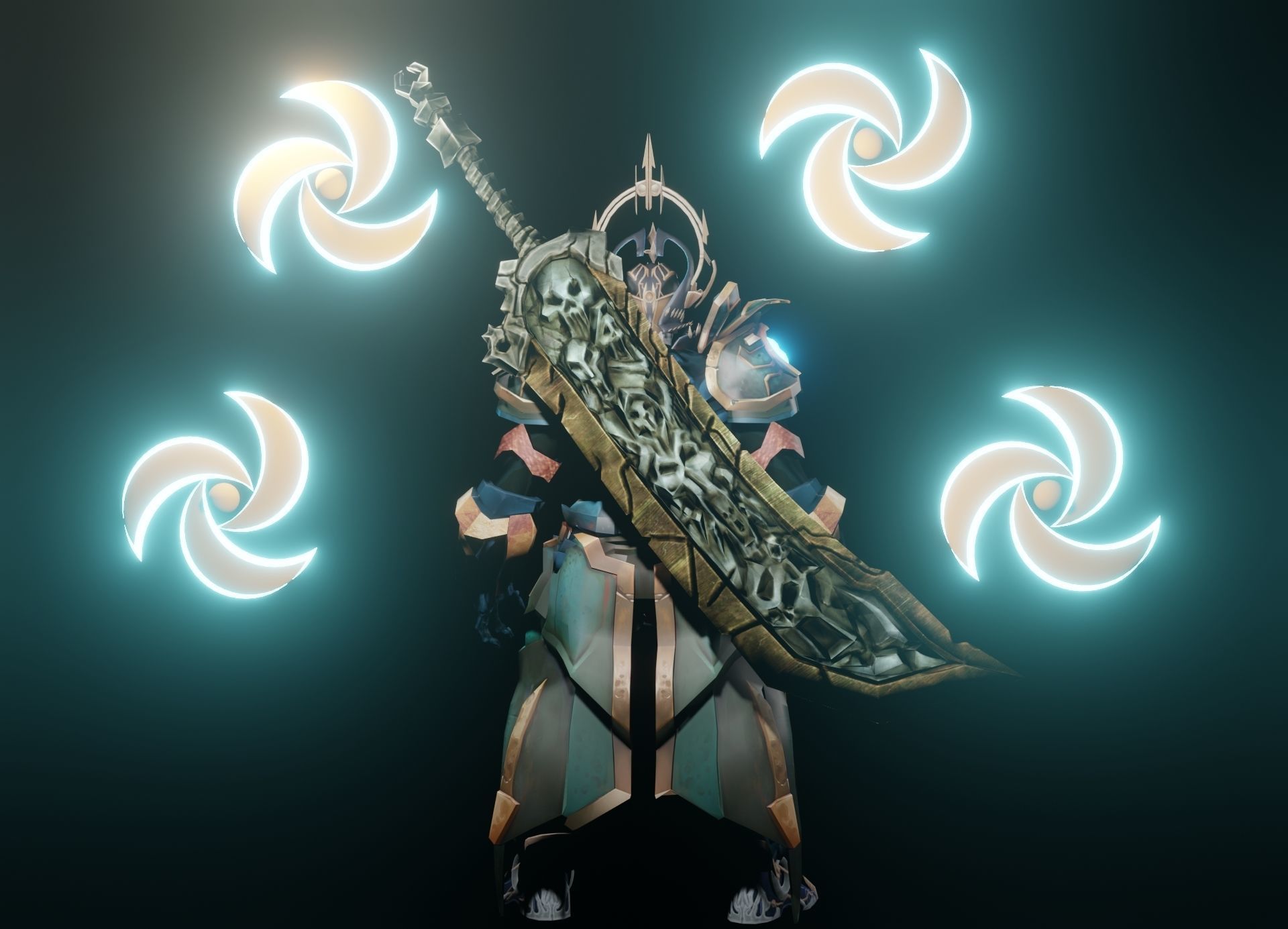 Orkious man in armor with lights 3D model_2