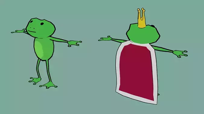 cartoon frog Low-poly 3D model