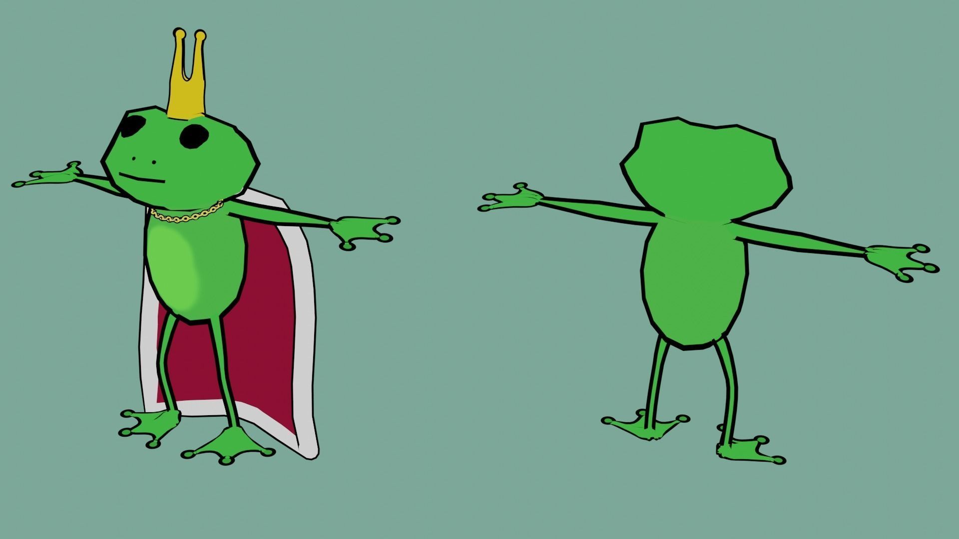 cartoon frog Low-poly 3D model_2