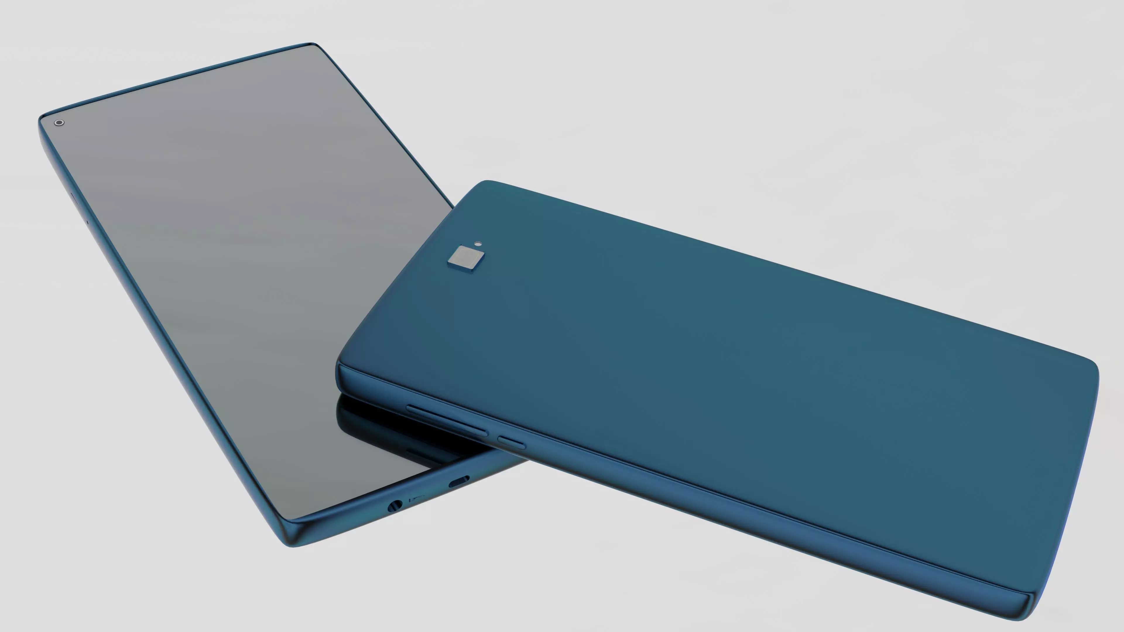 Blue modern smartphone 3D model_0