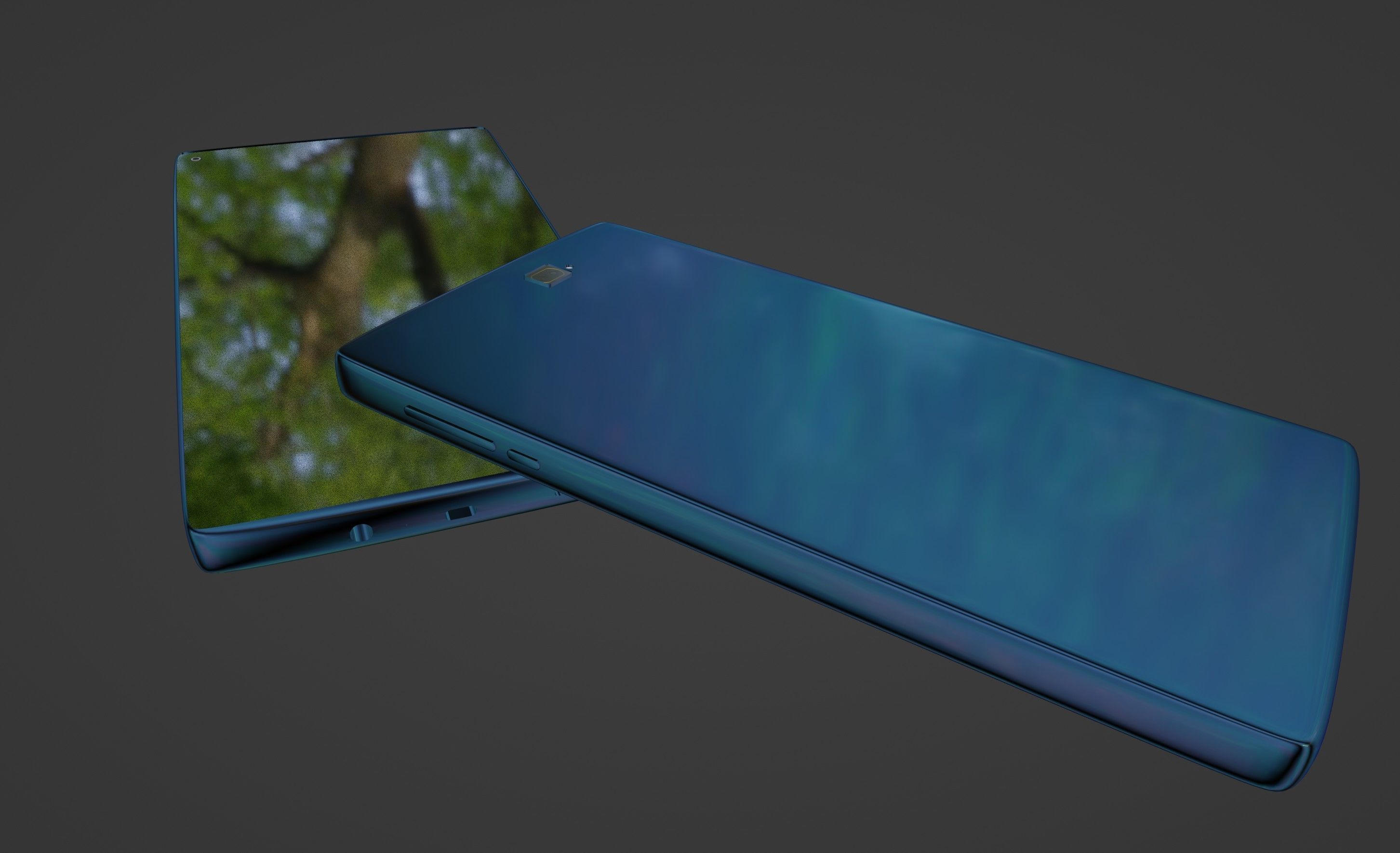 Blue modern smartphone 3D model_2