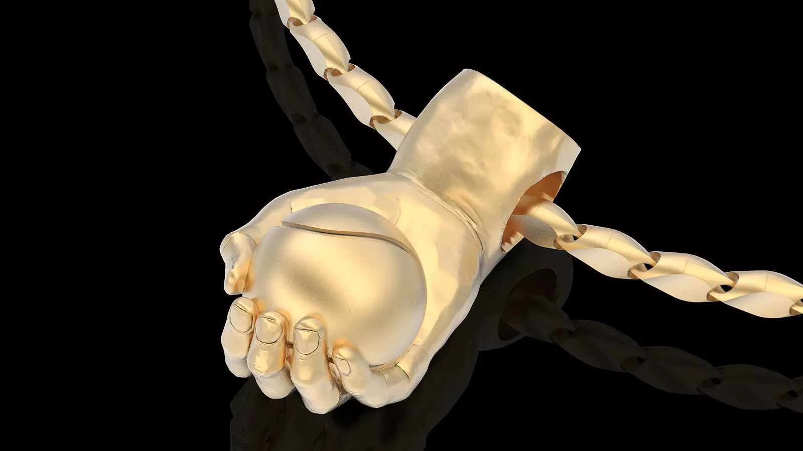 Hand and Tennis ball pendant gold printable jewelry 3D model 3D print model