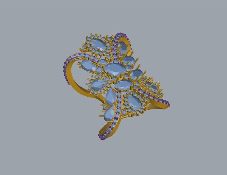 modern stone ring 3D print model_5