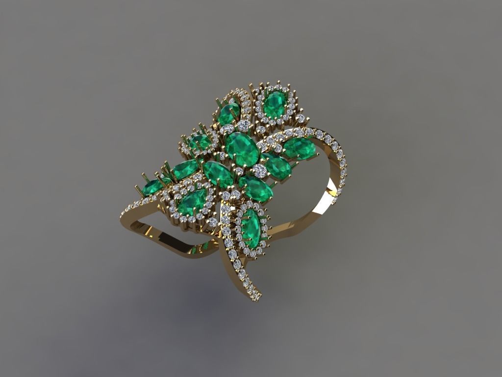 modern stone ring 3D print model_2