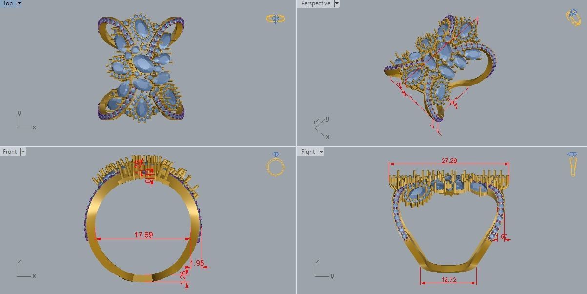 modern stone ring 3D print model_4