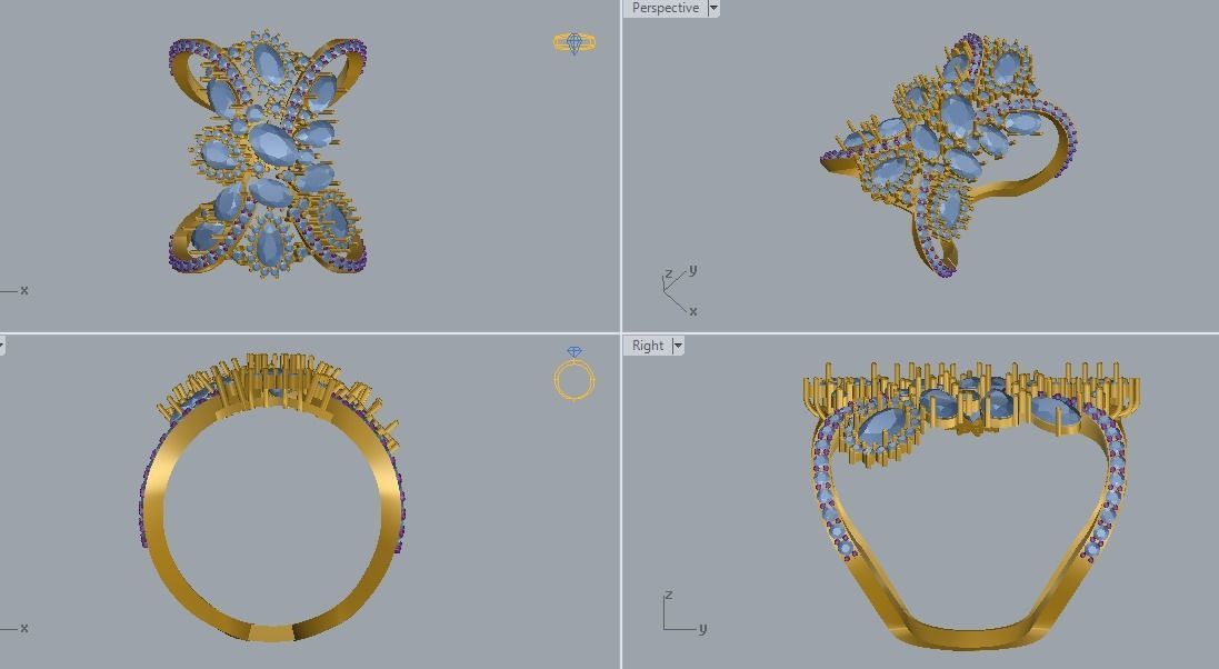 modern stone ring 3D print model_3