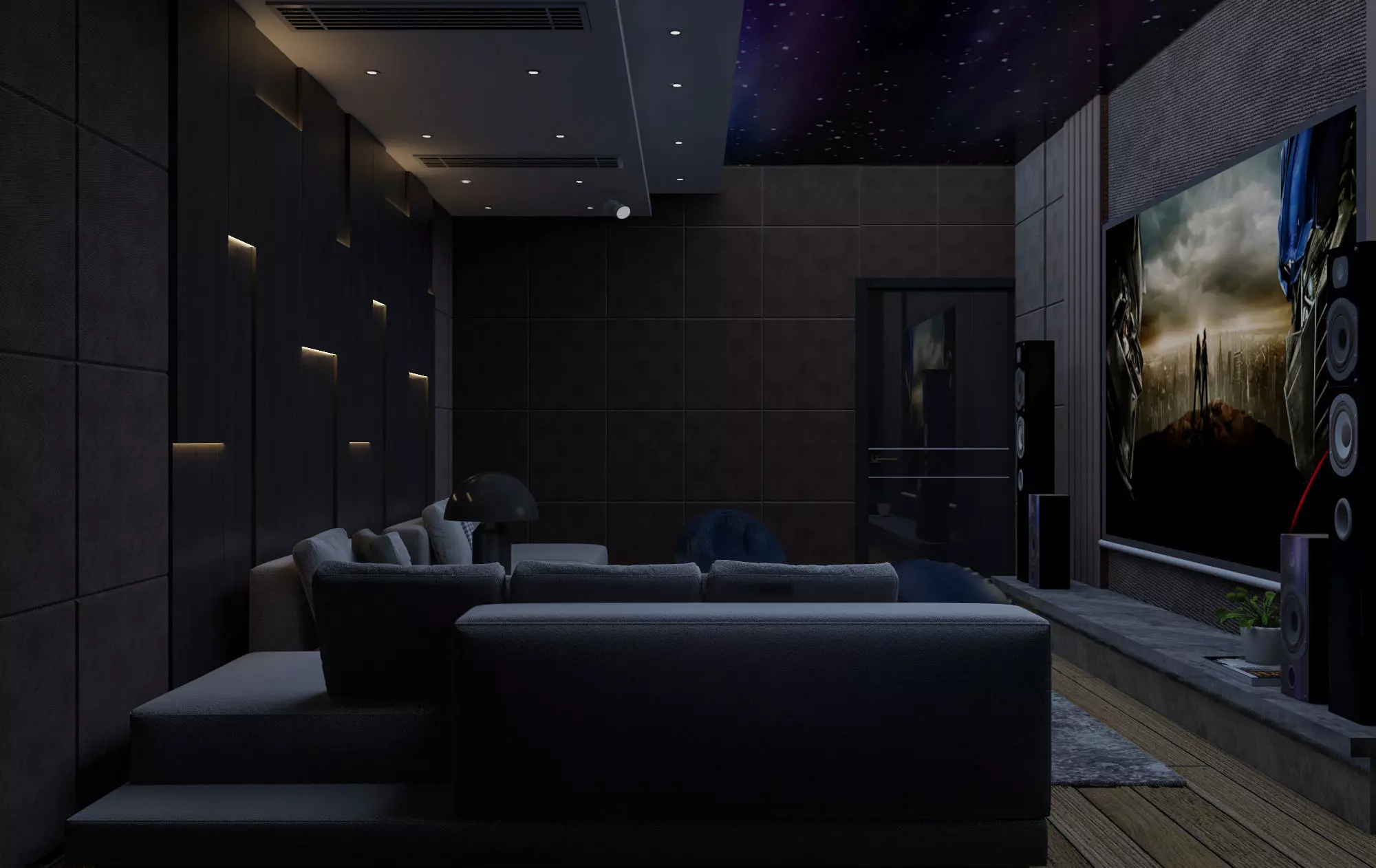 Home Cinema Room 3D Model Low-poly 3D model