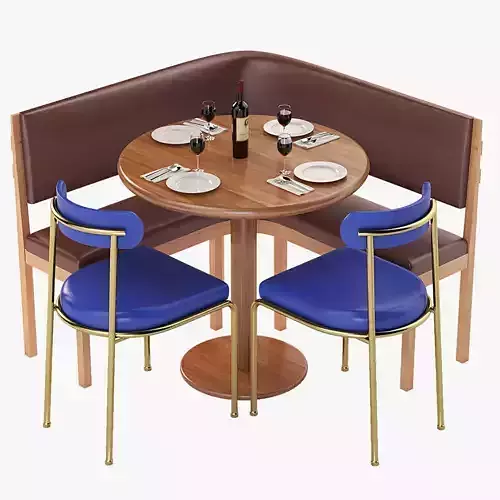 Banquette With Bar Table and Chair Set