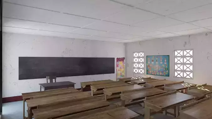African Primary School Architecture Uganda Classroom V1 3D model