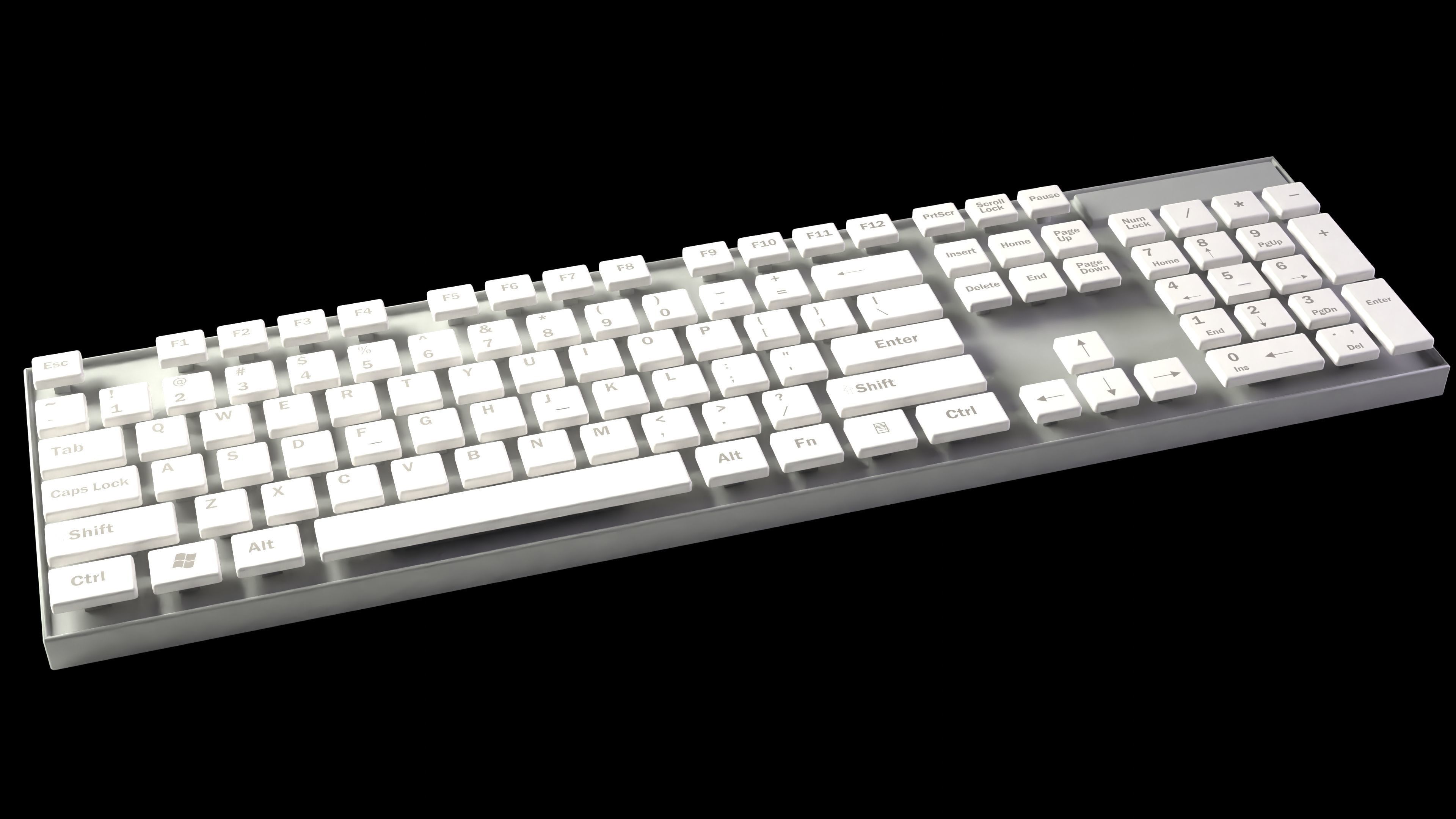 Animated customizable keyboard automatic RGB typing animation Low-poly 3D model_11
