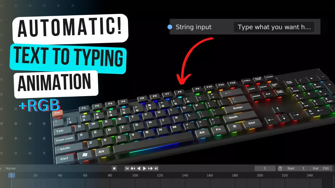 Animated customizable keyboard automatic RGB typing animation Low-poly 3D model_0