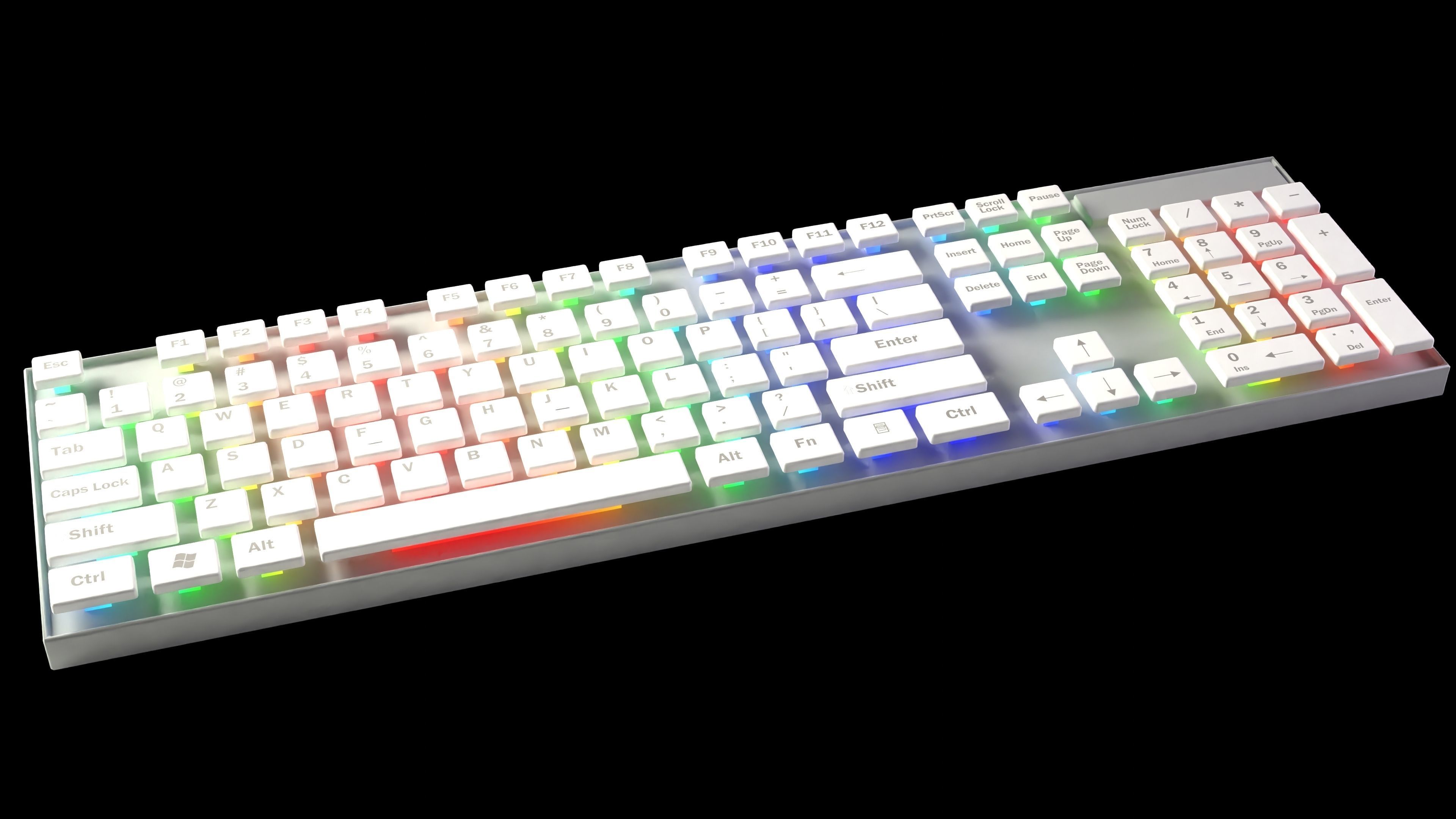 Animated customizable keyboard automatic RGB typing animation Low-poly 3D model_12