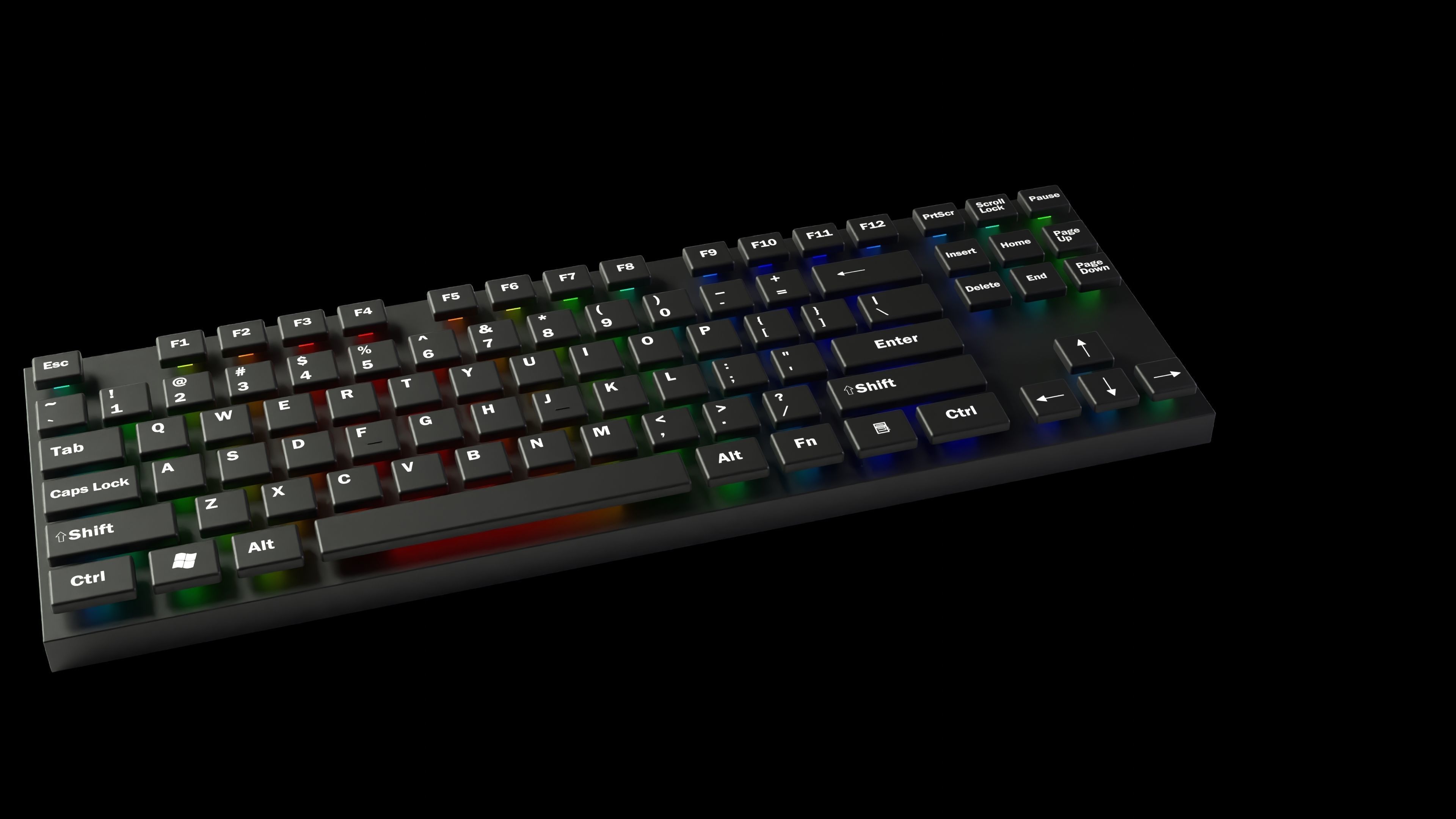 Animated customizable keyboard automatic RGB typing animation Low-poly 3D model_13