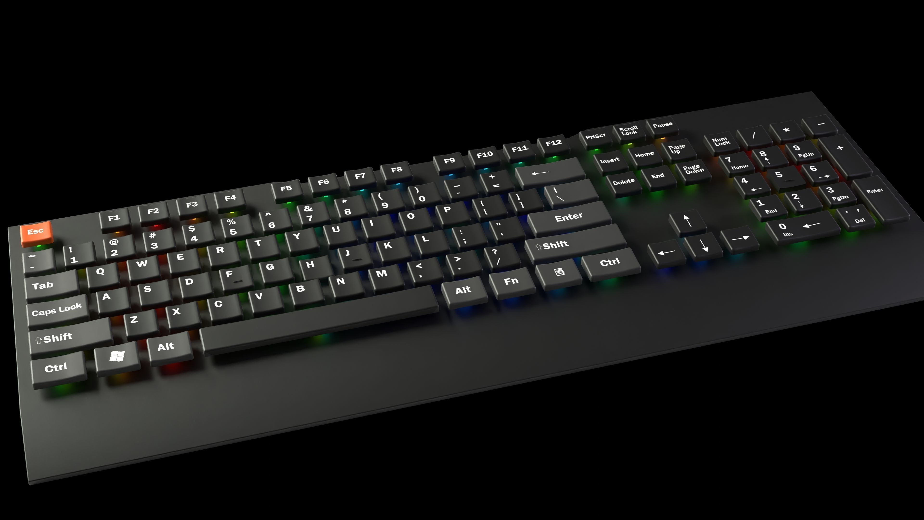 Animated customizable keyboard automatic RGB typing animation Low-poly 3D model_7