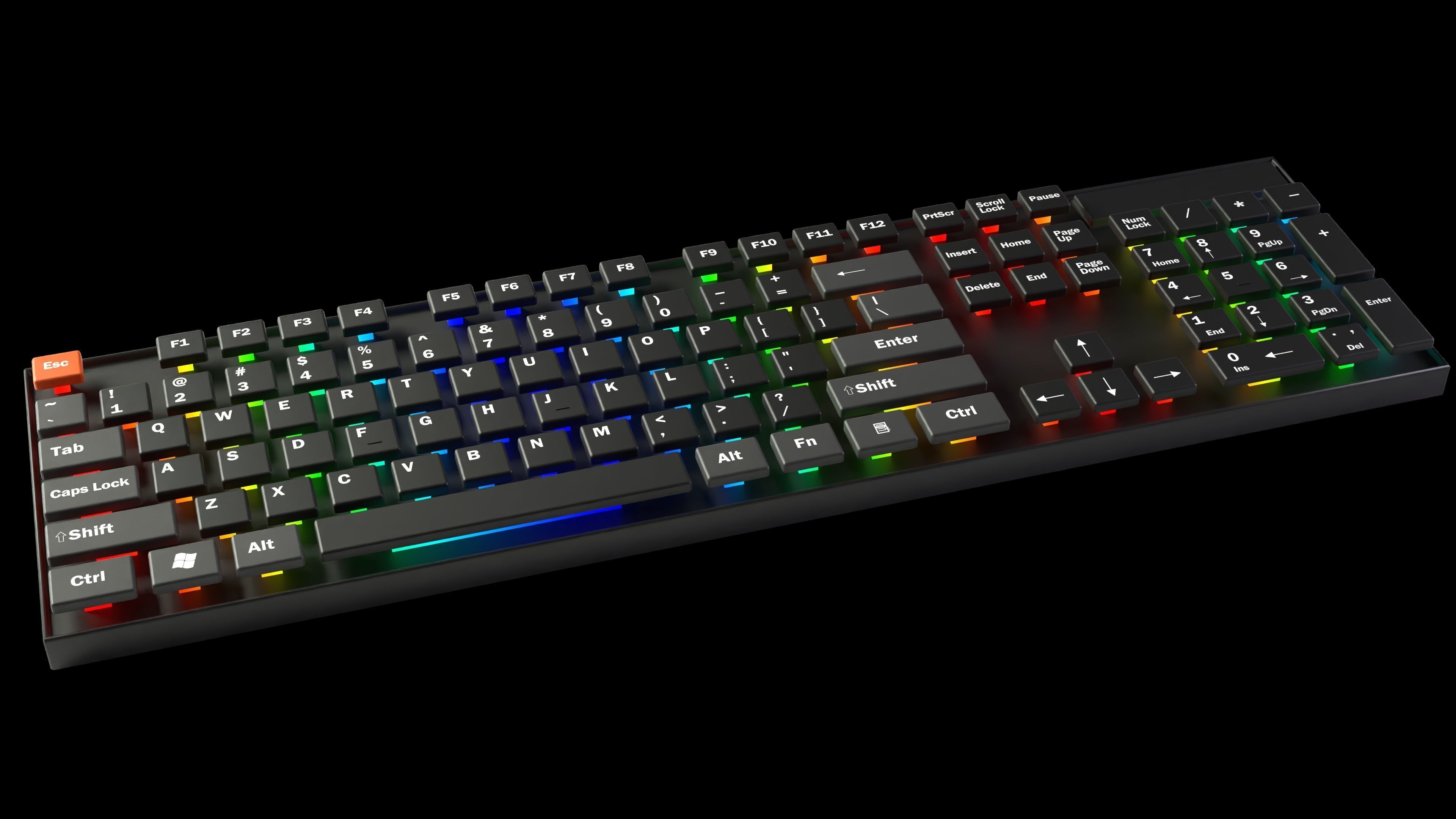 Animated customizable keyboard automatic RGB typing animation Low-poly 3D model_4