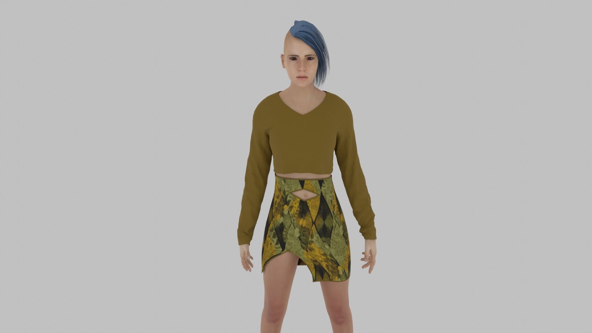 Woman in sweater and shorts 3D model_6