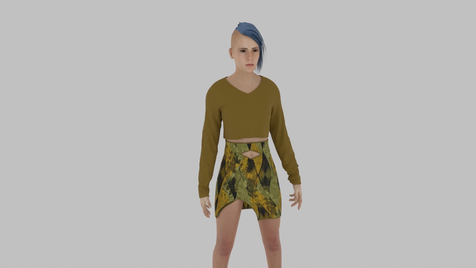 Woman in sweater and shorts 3D model_5