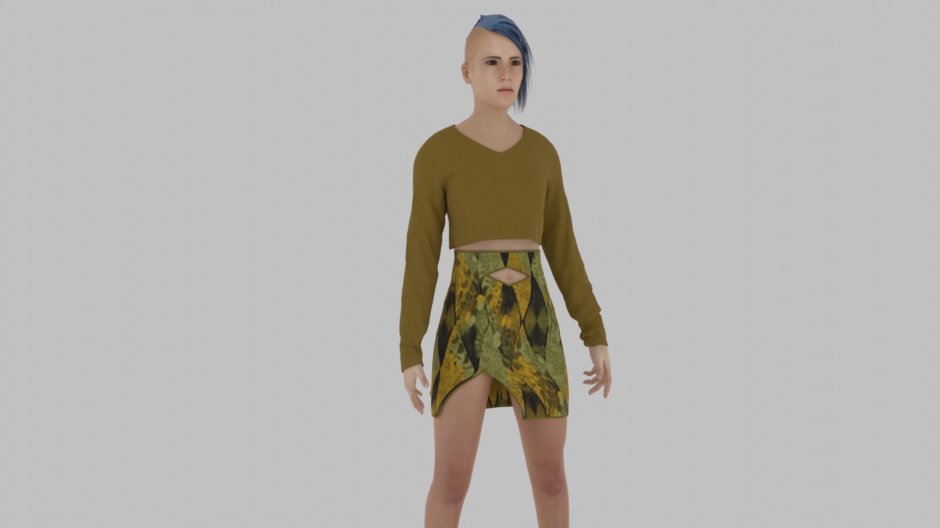 Woman in sweater and shorts 3D model_2