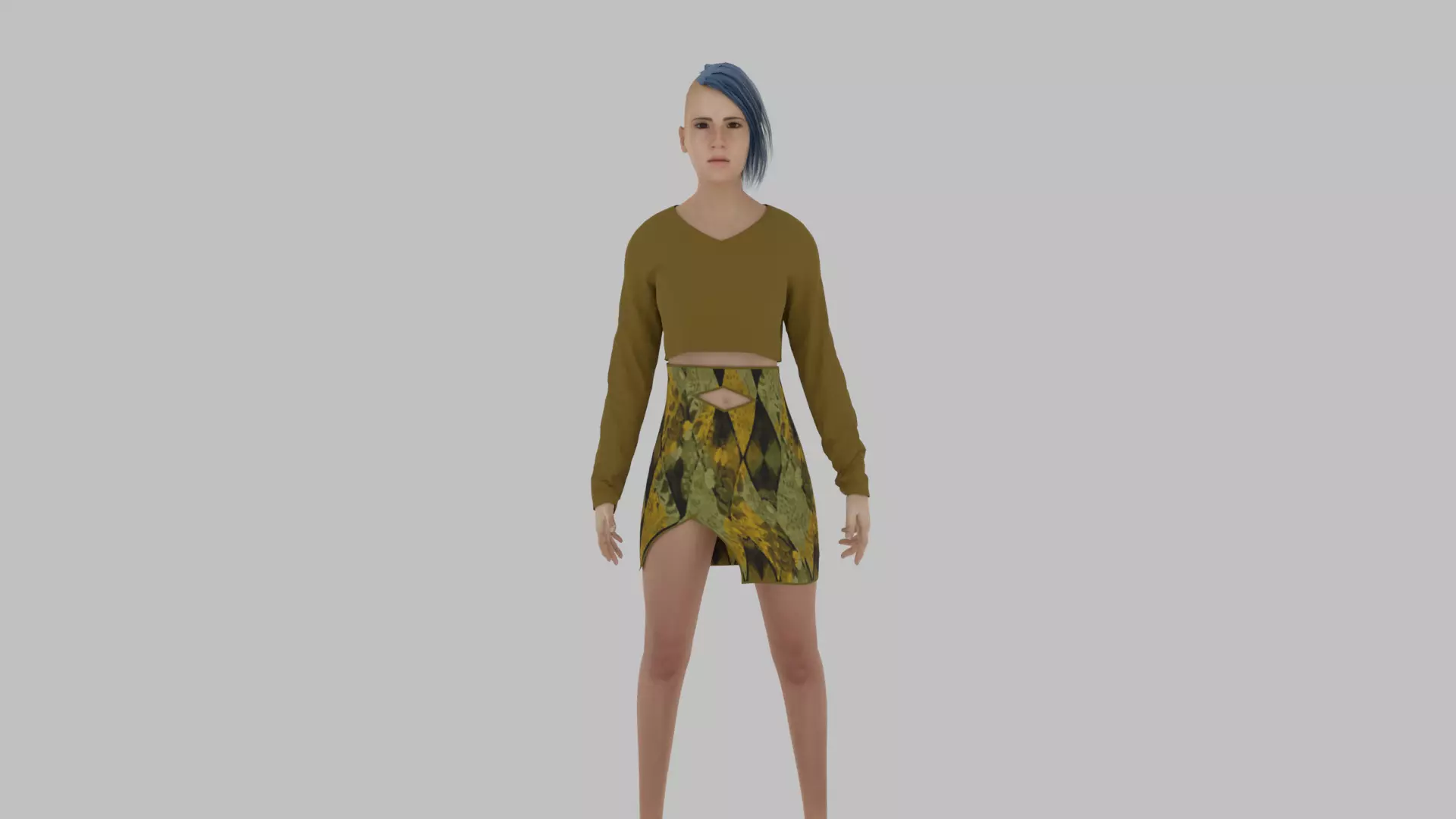 Woman in sweater and shorts 3D model_0