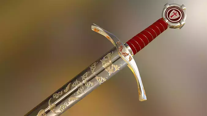 Medieval Sword of the Kings Templar Low-poly 3D model