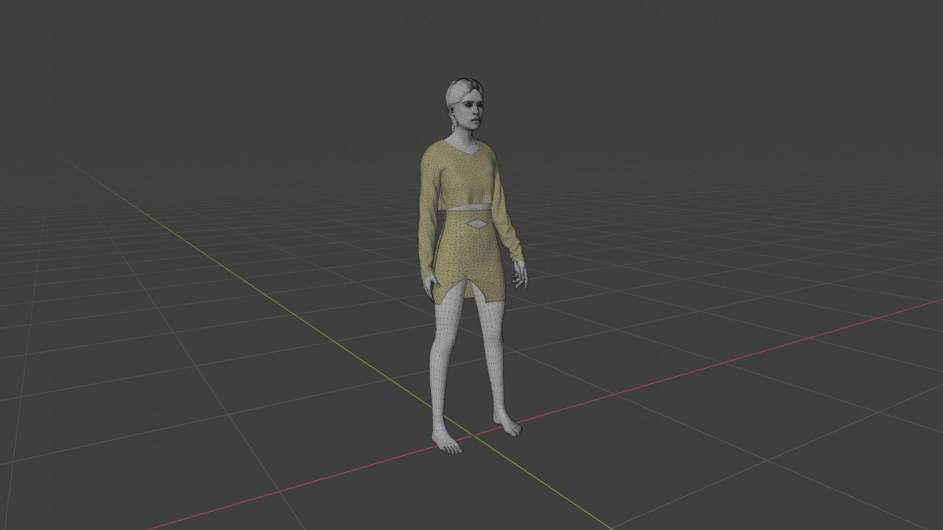 Woman in sweater and skirt Low-poly 3D model_7