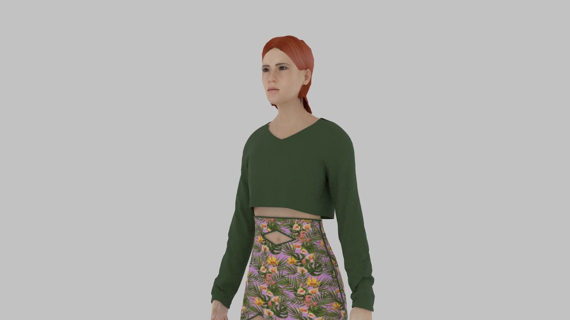 Woman in sweater and skirt Low-poly 3D model_6