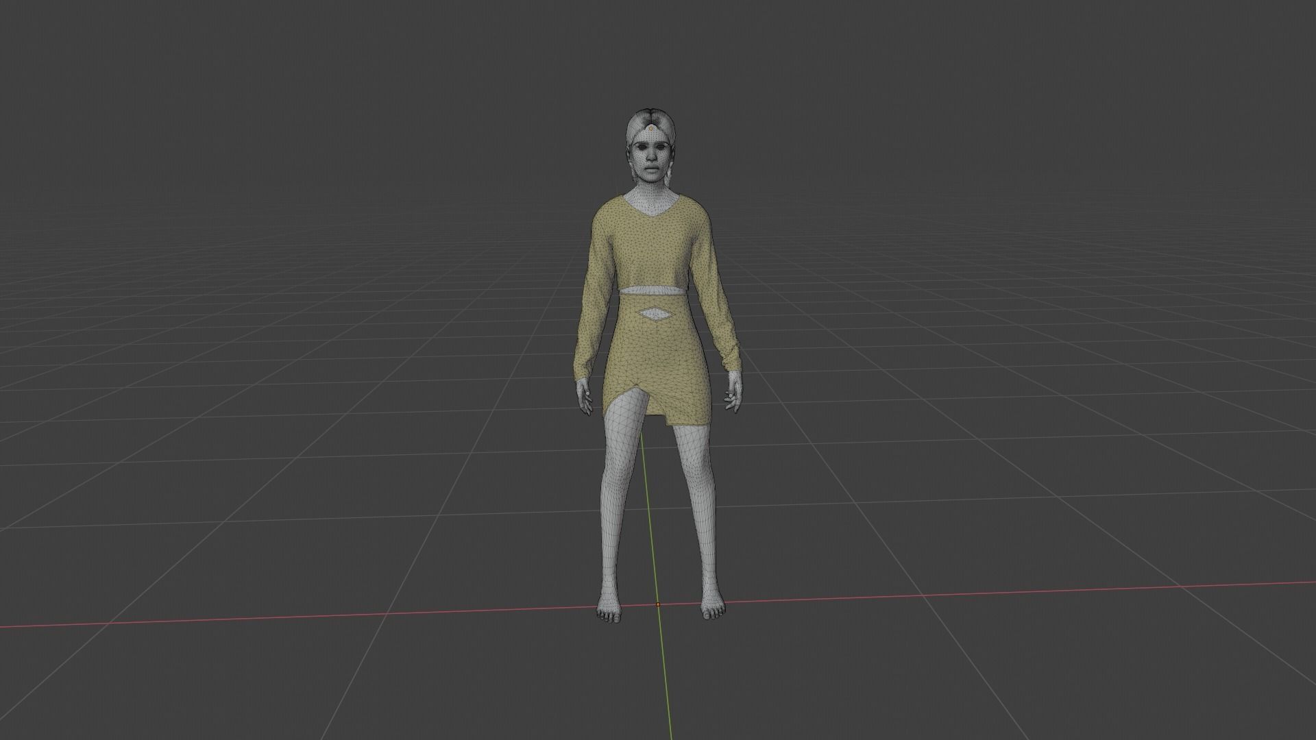Woman in sweater and skirt Low-poly 3D model_8