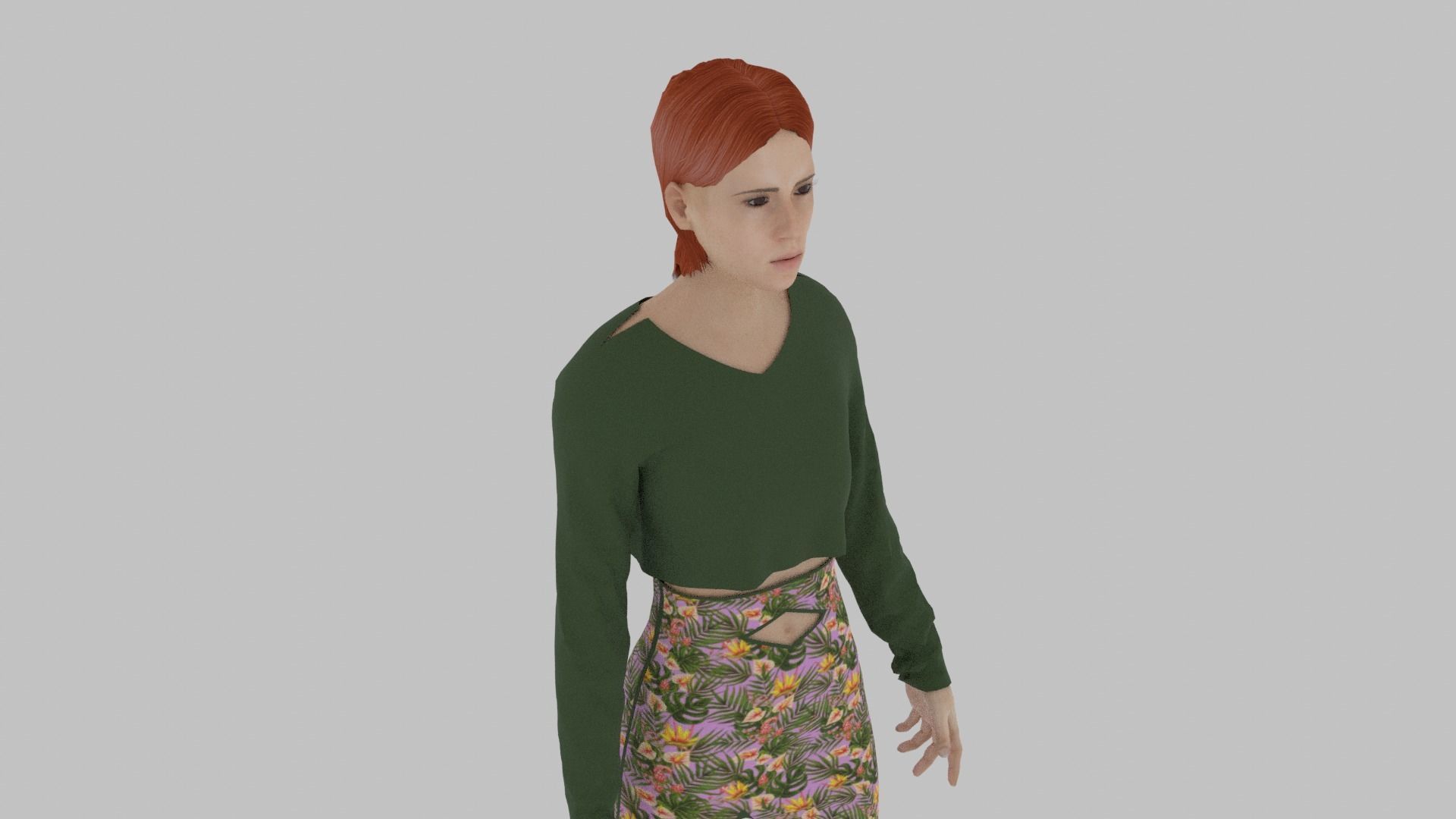 Woman in sweater and skirt Low-poly 3D model_4