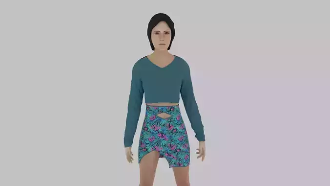 Woman in shirt and skirt