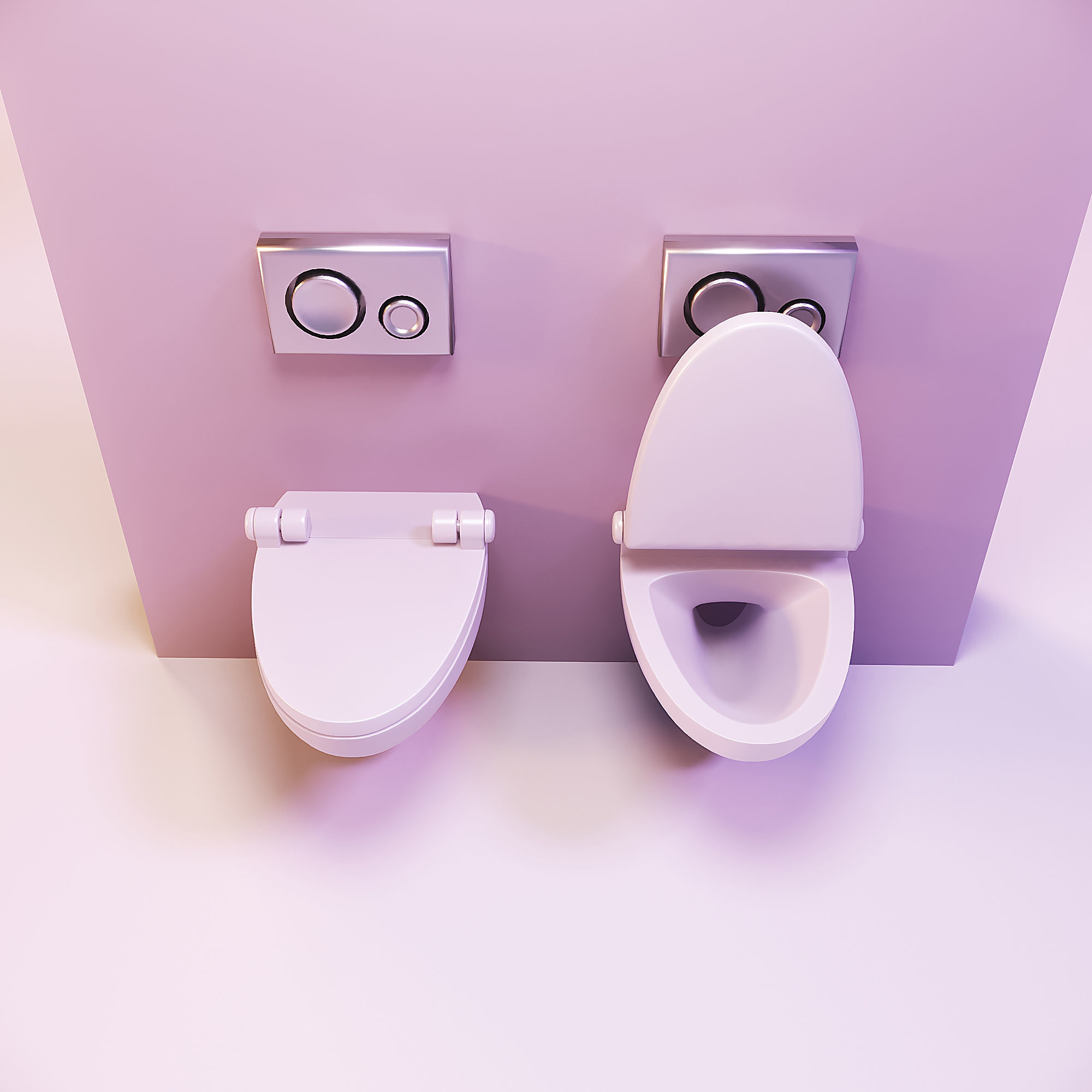 Miniature dollhouse furniture toilet with opening lid 3D print model_2